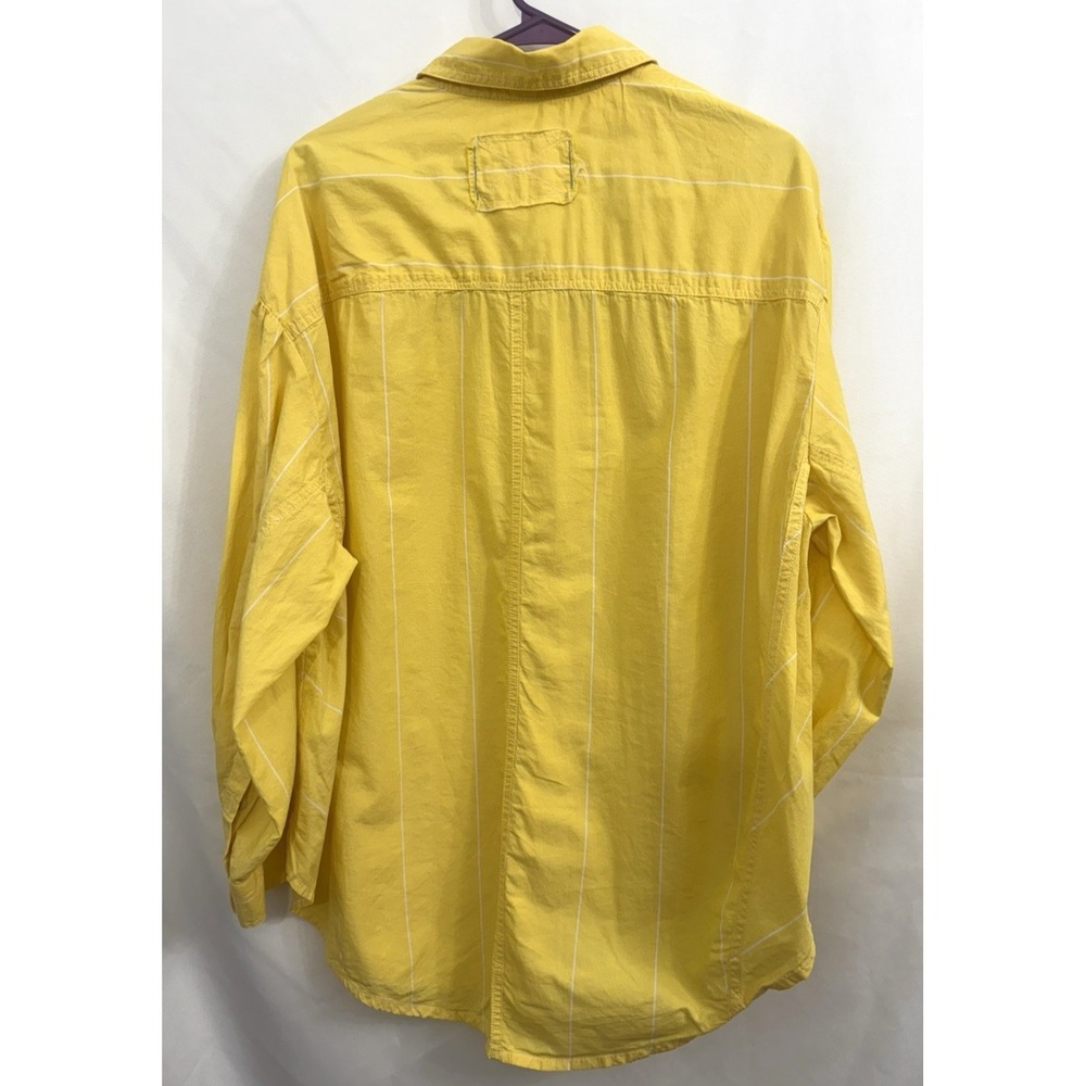 We The Free Urban Outfitters Yellow Striped Button Down Shirt Oversize Womens M - Picture 2 of 12